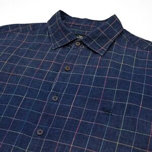 Rodd & Gunn Shirt Men's Large Original Fit Multicolor Check 95% Linen Preppy S/S